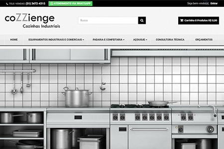Criação de site responsivo para Cozzienge Cozinhas Industriais e Comerciais, empresa de Porto Alegre.