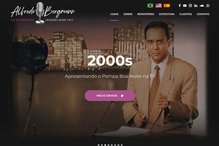 Criação de site em três idiomas para o apresentador e locutor Alfredo Bergmann