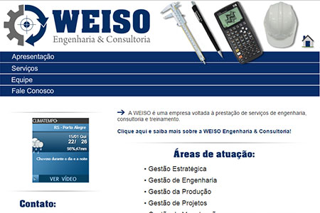 Criação de web site e logotipo para a empresa Weiso Engenharia e Consultoria. Situada em Porto Alegre no Rio Grande do Sul.