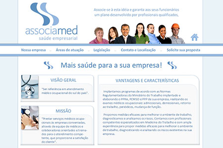 Criação de site para Associamed, empresa que atua no ramo de saúde empresarial, localizada em Porto Alegre, Rio Grande do Sul.