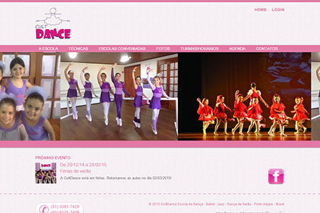 Criação de site com gerenciamento de conteúdo para Cultdance - Escola de Dança, Ballet, Jazz, Dança de Salão e Hip Hop.