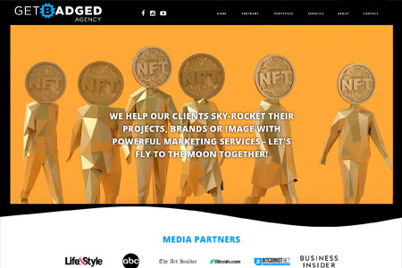 Criação de site para Get Badged Agency, últimas tendências em tecnologia blockchain, NFT, arte e especulação financeira