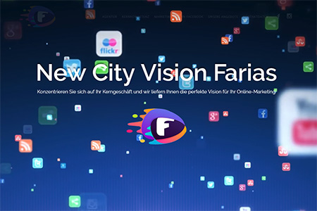 Criação de site one page para a agência suíça de Zurique, New City Vision Farias, focada em mídias sociais
