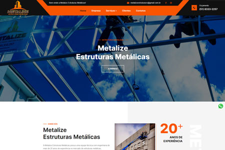 Criação de site responsivo para Metalize Estruturas Metálicas