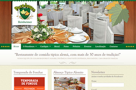 Criação de site com sistema administrativo para o Restaurante Paradouro. Especializados em comida típica alemã, estão situados na Serra Gaúcha.