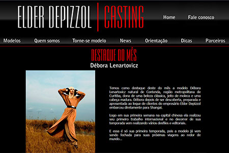Criação de site para Elder Depizzol Casting, empresário artístico que atua principalmente no sul do Brasil.