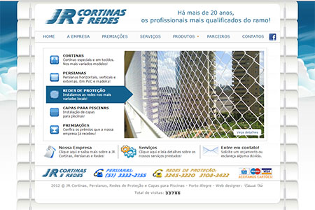 Criação de website para a empresa de Porto Alegre que trabalha com cortinas, persianas, redes de proteção e telas de proteção.