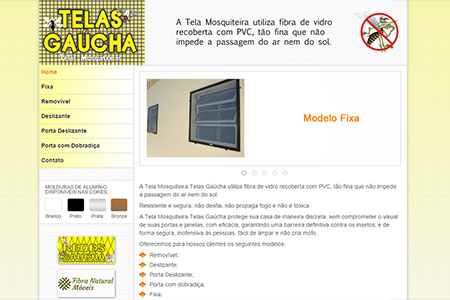 Criação de web site para a empresa especializada em telas mosquiteiras, atende clientes de Porto Alegre e região metropolitana.