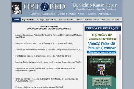 Criação de site para o Doutor Sizinio Kanan Hebert. Especialista em Ortopedia e Neuro-Ortopedia Pediátrica.