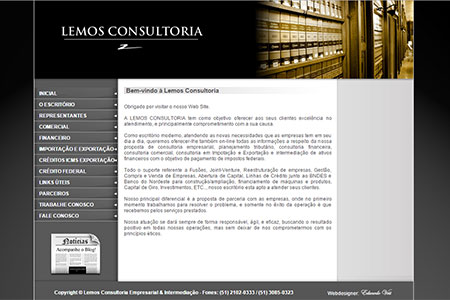 Criação de site e blog para Lemos Consultoria, escritório localizado em Porto Alegre.